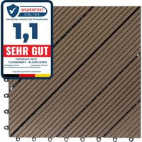 Floordirekt – Dalle de terrasse WPC marron foncé 30 x 30 cm – Système de clic – Résistante aux intempéries – Pour aménagement extérieur