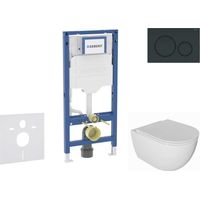 Geberit Duofix - Set Vorwandelement, WC Oudee mit Softclose-Sitz und Sigma20-Betätigungsplatte, schwarz glänzend/schwarz matt SANI11CA5131B