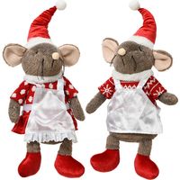 Souris rouge avec tablier en dentelle 16x12x45 cm