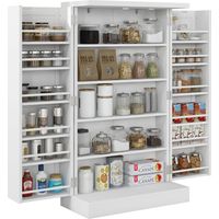 Armario Despensa Cocina con 2 Puertas 16 Estantes Alacena Moderna con Estantes Ajustables 60x30x104 cm Blanco
