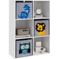 Scaffale Portagiochi per Bambini 3+ Anni a 6 Cubi, in MDF e Melamina, 61.8x29.9x91.5 cm, Grigio e Bianco