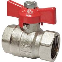 Hermann Schmidt Heizungs-Kugelhahn 1/2" Messing vernickelt, mit Flügelgriff, PN 42/35