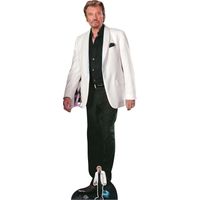 Figurine en carton Johnny Hallyday veste blanche- Haut 179 cm