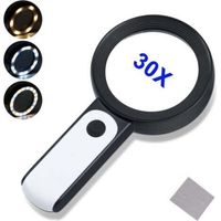 Lente d'ingrandimento per lettura con 18 luci LED, doppia lente in vetro con ingrandimento 30x, lente d'ingrandimento portatile, lente d'ingrandimento illuminata per lettura, anziani, i