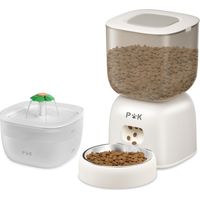PUPPY KITTY PRO 3L Distributeur Croquette, Batterie jusqu'à 180 Jours, Vocal 10S, avec Fontaine à Chat 2L Gratuite, Blanc