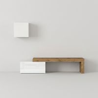 Parete attrezzata moderna soggiorno con pensile Lurek - Bianco