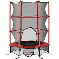 Trampolino Elastico Bambini Ø1,6x1,9 m Rete Safety Pali Imbottiti 3-10 Anni Rosso