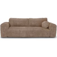 Canapé convertible avec coffre de rangement 4 places en velours côtelé xxl taupe LIOR