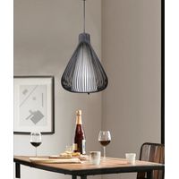 Lampadario sospensione goccia gabbia metallo E27 pendente moderno nero bianco Nero