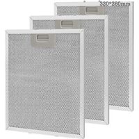Lot de 3 filtres à graisse métalliques pour hottes de cuisine, 320 x 260 mm - Argent