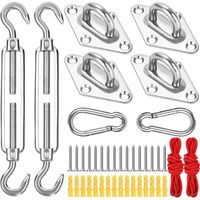 Fixations d'ombrage de Voile, Kit d'installation de Pare-Soleil en Acier Inoxydable 304, Kit de Fixation pour Voile d'Ombrage M6, Kit de Fixation Voile d'ombrage pour Triangle, Carré & Rectangle