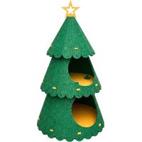 Maison pour chat à 2 niveaux – Niche en feutre forme sapin de Noël