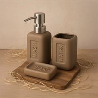 Exagonshop Set accessori bagno in Ceramica tortora Bingo 3 pz