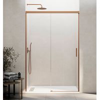 GME BASIC Mampara Frontal Ducha Corredera 1F+1C Cobre Vidrio Transparente - Medida: 170-175 cm - ref: FBCB175