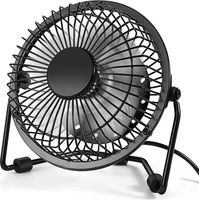 Small desktop fan, 4-inch portable USB desktop fan, mini metal cooling fan powered by USB, high-speed wind, silent operation