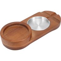 Plateau à verres à whisky rustique en bois, plateau à cigares avec fente, décoration ovale pour la maison ou le bureau, avec cendrier.