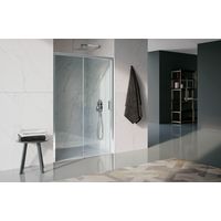Nicchia doccia 120 cm scorrevole con profili in alluminio brillantato cromo e finitura pannelli trasparente - Cee Art SP