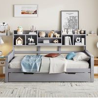 Bett Schlafsofa mit Stauraum Ausziehbett 90x200 OKMYHOME