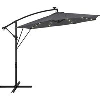 ML-Design Ombrellone da Giardino con LED Solare Ø 300 cm in Alluminio Antracite, Parasole con Manovella Inclinabile e Girevole a 360°, Protezione Solare UV50+ Impermeabile con Supporto e Copertura