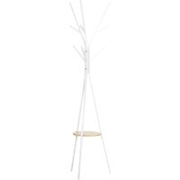 Perchero de Pie Forma de Árbol Perchero para Ropa de Metal con 9 Ganchos y Estante Perchero Vintage 45x45x180 cm Blanco