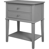 Franklin Table d’appoint avec 2 tiroirs en mélaminé gris