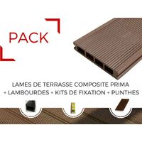 Kit 10 m² doghe per decking composito Prima + ACCESSORI (3 colori) 2200mm - Cioccolato, Spessore - 19 mm, Larghezza - 12 cm, Lunghezza - 220 cm