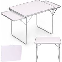 Foldable Camping Table with Shelves, 120x60 cm, White