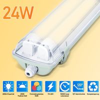 Jiubiaz 20X Réglette LED étanche pour Tube LED T8 Réglette lumineuse LED IP65 150cm 2 x 24W Blanc neutre