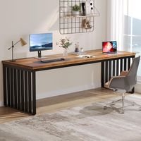 Tribesigns – Bureau d'ordinateur 180 cm – Design industriel marron – Châssis en métal robuste – Espace de travail pour 2 personnes – Montage facile