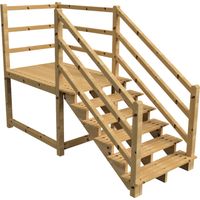 MILANO Außentreppe 6 Stufen H105 cm - Podest L189 x B120 cm - Treppengeländer links und rechts - Podestgeländer rechts und hinten