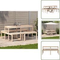 The Living Store Table de pique-nique 160x134x75 cm bois massif de pin - Table De Jardin - Table Pique-nique - Mobilier De Jardin - Table En Bois - Table Extérieure