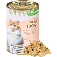 24 x 400 g de nourriture humide pour chats Lecker.Pet® Balu's 100 % poulet et dinde