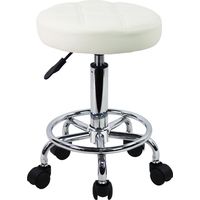 Tabouret pivotant à roulettes réglable en hauteur 49-64cm – Cuir synthétique facile à nettoyer – 5 roulettes pour mobilité – Capacité 110kg – Kktoner