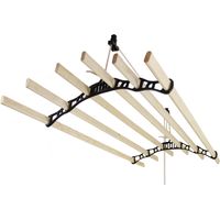 Monster-Shop – Etendoir à linge suspendu 2m – 6 lattes en pin éthique – Supports en fonte – Système de poulie noir – Installation facile