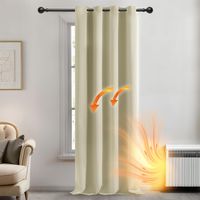 Deconovo Verdunkelungsvorhang mit Ösen Thermovorhang Thermogardinen Thermovorhang Kälteschutz Thermo gegen Kälte Thermogardine Hitzeschutz, 214x132 cm(HöhexBreite), Beige, 1 Stück