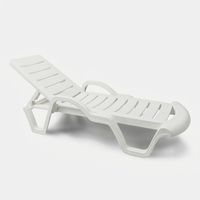 Beach And Garden Design – Lot de 18 transats de piscine en plastique – Dossier inclinable 5 positions – Matériau polyéthylène blanc – Pour hôtels et piscines publiques