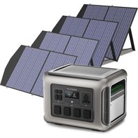 Portable Power Station Solar Generator 2016Wh LiFePO4 with 4Pcs 100W Solar Panel for RV, Home Backup, Emergency, Outdoor Camping Allpowers R2500