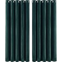 Marlow Thick Thermal Blackout Curtains Velvet 66x72 Inch Eyelet Ring Top Green
