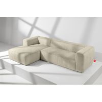 KONSIMO FEROX Modernes Ecksofa Links aus breitem Cordstoff, cremefarben