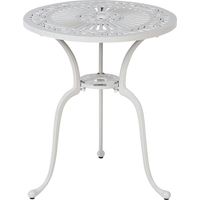 Table de Balcon Vintage en Aluminium d'Extérieur 61 cm Ronde Blanc Cassé Dascio