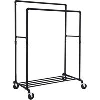 Étagère à vêtements Valora HSR60B en fer noir sur roulettes