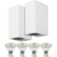 Set di 2 applique da esterno a doppio raggio Manathan White con 4 lampadine LED GU10 5W Température de Couleur: Bianco caldo 2700K