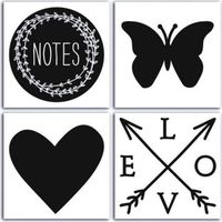 4 stickers ardoise Lovely Flowers 10 cm x 10 cm