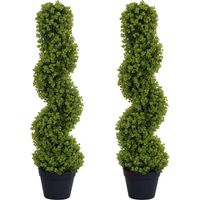 Lot de 2 plantes artificielles decoratives en pot pour interieur et exterieur 90 cm vert