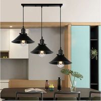 Lampada A Sospensione - E27 - 3 Luci - Stile Industriale - Regolabile En Hauteur - Pour Salle À Manger Salon Couloir Bureau Café