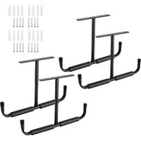 Garage Ceiling Storage Hooks Metal Wall Hooks Heavy Duty Utility Hooks for Ladder, Bike, Wood, Tools and Other Bulky Items (4 Pack, Black)