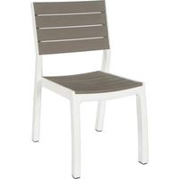 Sedia da Giardino in Resina Effetto Legno Impilabile Colore Bianco e Cappuccino Harmony Keter