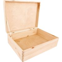 Boîte de rangement en bois naturel non peint 25 x 17 x 4 cm – Couvercle inclus – Pour décoration et rangement – Einemgeld