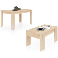 Pack mesa de comedor 140 y mesa de centro Vita Roble Canadian 90cm (ancho) x 78cm (alto)