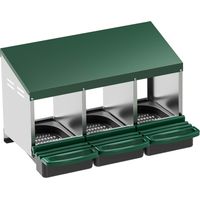 Fudajo Nido triplo per galline ovaiole con vassoio di raccolta 81 x 52 x 48 cm, 3 nidi per uova di gallina, con fori di ventilazione, in plastica, montaggio a parete